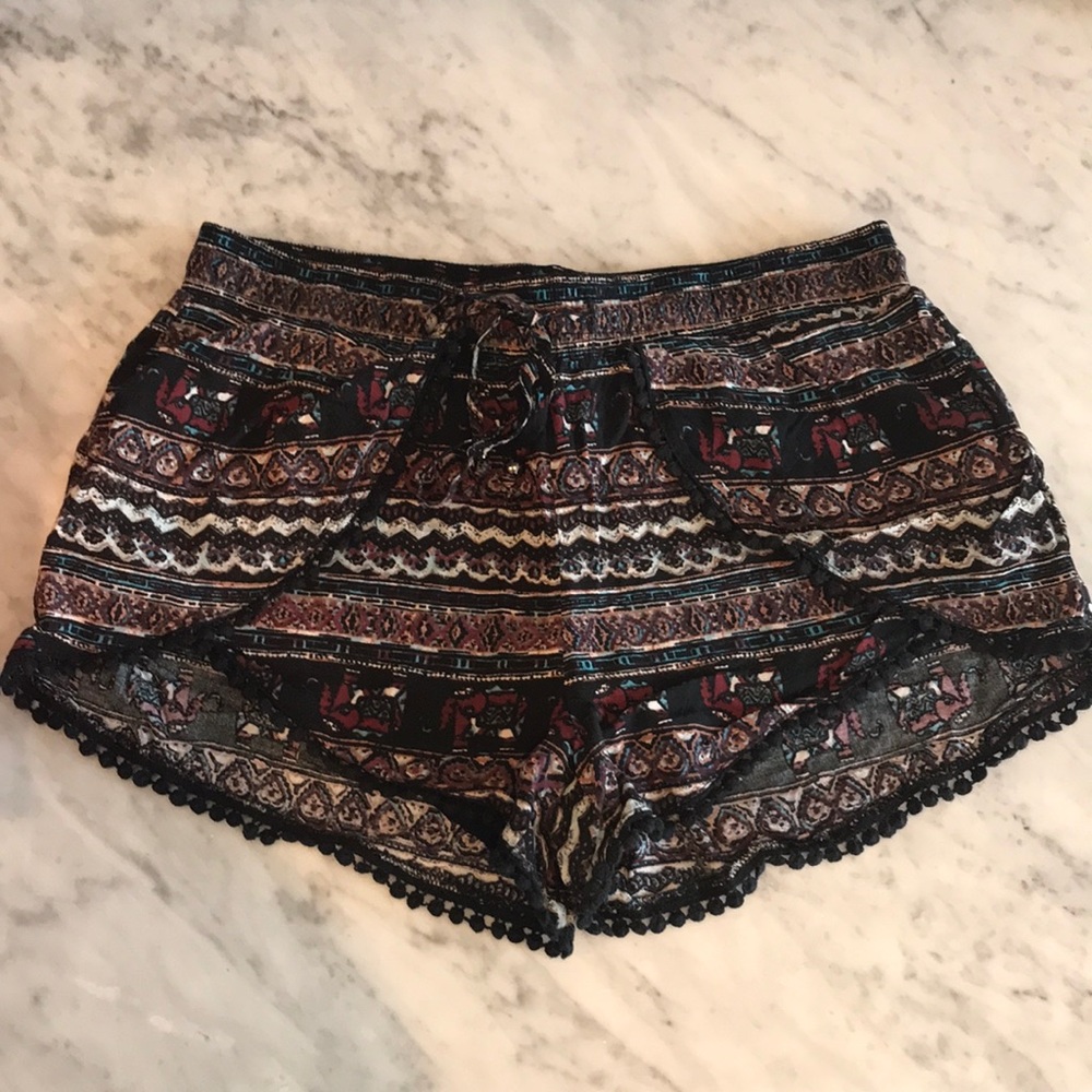 Boho elephant print shorts